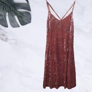 Arizona Jean Co. Pink Spaghetti Strap Velvet Mini Skater Dress Size Medium